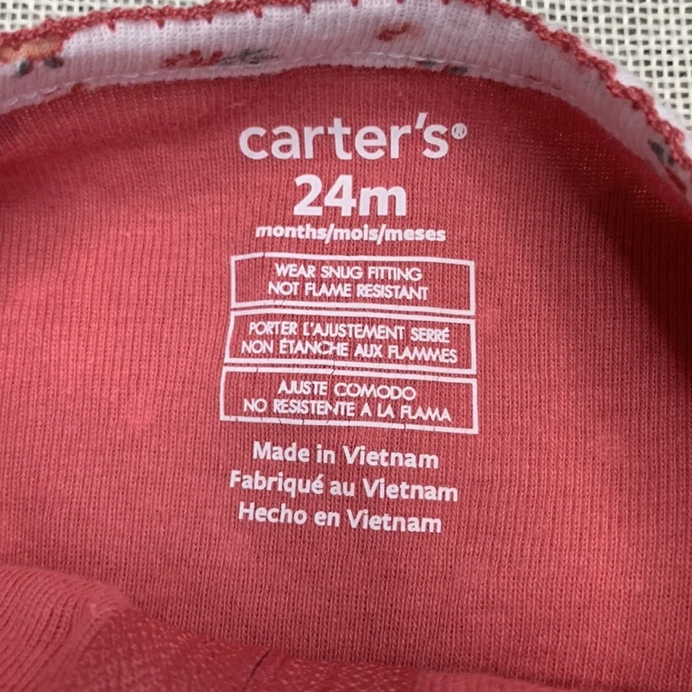 Carter's Baby Girls Long Sleeve Footed One Piece Pajama Size 24M